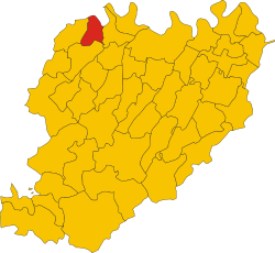 Map of comune of Sarmato (province of Piacenza, region Emilia-Romagna, Italy)